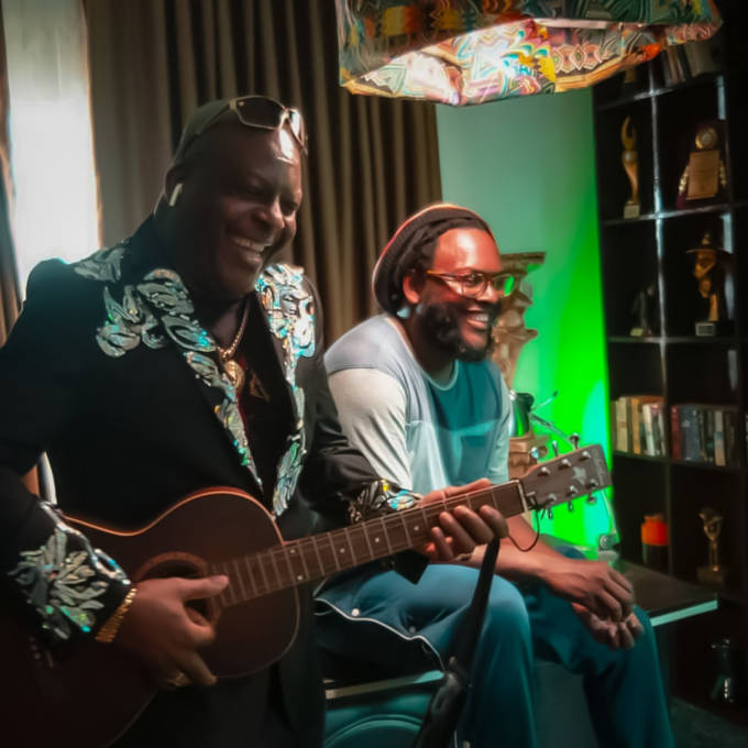 Shina Peters and his son Clarence Peters