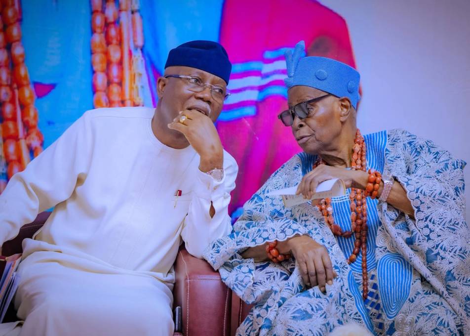 Oba Falae Tinubu and Governor Lucky Aiyedatiwa celebrates the Oluabo of Ilu-Abo, Oba Olu Falae