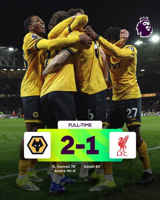 Bottom side Wolves beat champions Liverpool in thriller Premier League shocker: Last-place Wolves stun Liverpool