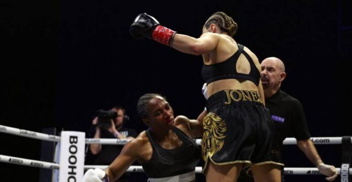 jade-jones-knocks-egypt-criss-1064793035 Jade Jones makes boxing debut with knockout victory.