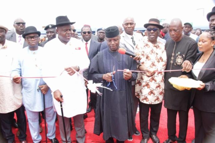 Osinbajo hails Diri over long-stalled Bayelsa projects Yemi Osinbajo and Douye Diri