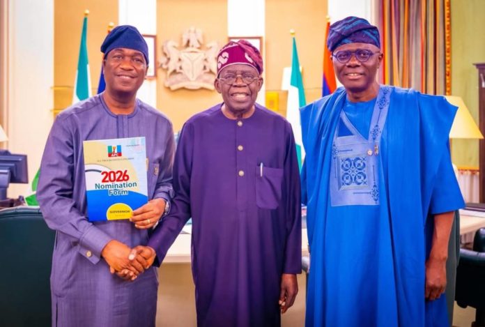 2027: Tinubu endorses Hamzat for Lagos governor L-R: Obafemi Hamzat, Bola Tinubu and Babajide Sanwo-Olu