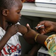 A boy receiving vaccination