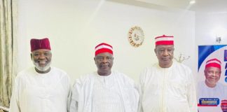 Kwankwaso names Gwarzo as Kano NDC gubernatorial candidate, Gawuna for senate Rabiu Kwankwaso, Aminu Gwarzo and one other