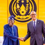 President Bola Ahmed Tinubu and Rwandan President Paul Kagame at the Urugwiro Presidential Villa in Kigali.