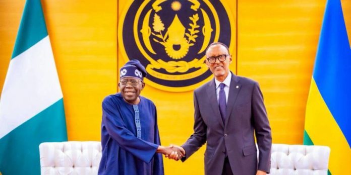 Nigeria considers 30-day visa-free entry for Rwandan citizens President Bola Ahmed Tinubu and Rwandan President Paul Kagame at the Urugwiro Presidential Villa in Kigali.
