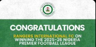 NSC hails Rangers after NPFL triumph