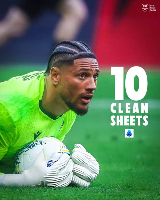 Maduka Okoye locks in historic 10th clean sheet in Serie A Okoye’s 10th Serie A clean sheet