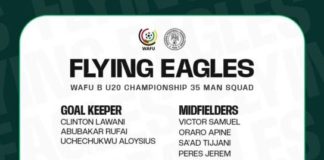 Nigeria names 35 for WAFU B U20 Qualifier in Ivory Coast Nigeria Unveils 35-Man Flying Eagles Squad