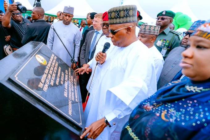 Bola Tinubu Kashim Shettima commissioning the road on behalf of Bola Tinubu