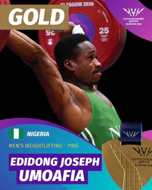 Umoafia dominates men's 71kg weightlifting to win gold in Glasgow 1 20260727 151302