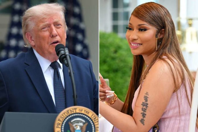 ‘She’s respected and so hot’ – Trump introduces Nicki Minaj at White House event Donald Trump and Nicki Minaj