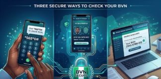 How to Check Your BVN in Nigeria (2026): USSD Code, App and Online Methods A picture showing three ways to check BVN in Nigeria: dialling *565*0# USSD code on a phone, viewing BVN on a banking app, and checking it on a bank's internet banking website.