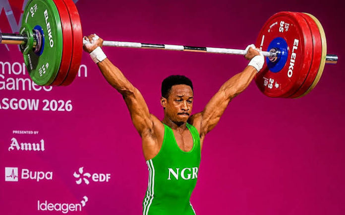 Umoafia dominates men’s 71kg weightlifting to win gold in Glasgow Edidiong Umoafia wins weightlifting gold for Team Nigeria in the men's 71kg event at the 2026 Commonwealth Games in Glasgow (Image source: TheCable)