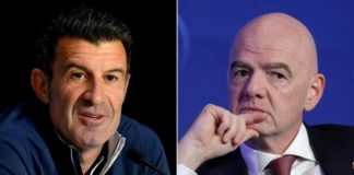 ‘He should go. Now’: Luis Figo demands resignation of FIFA President Gianni Infantino Luis Figo demands FIFA President Gianni Infantino resign over a failed $20 billion commercial deal (Image source: CNN)